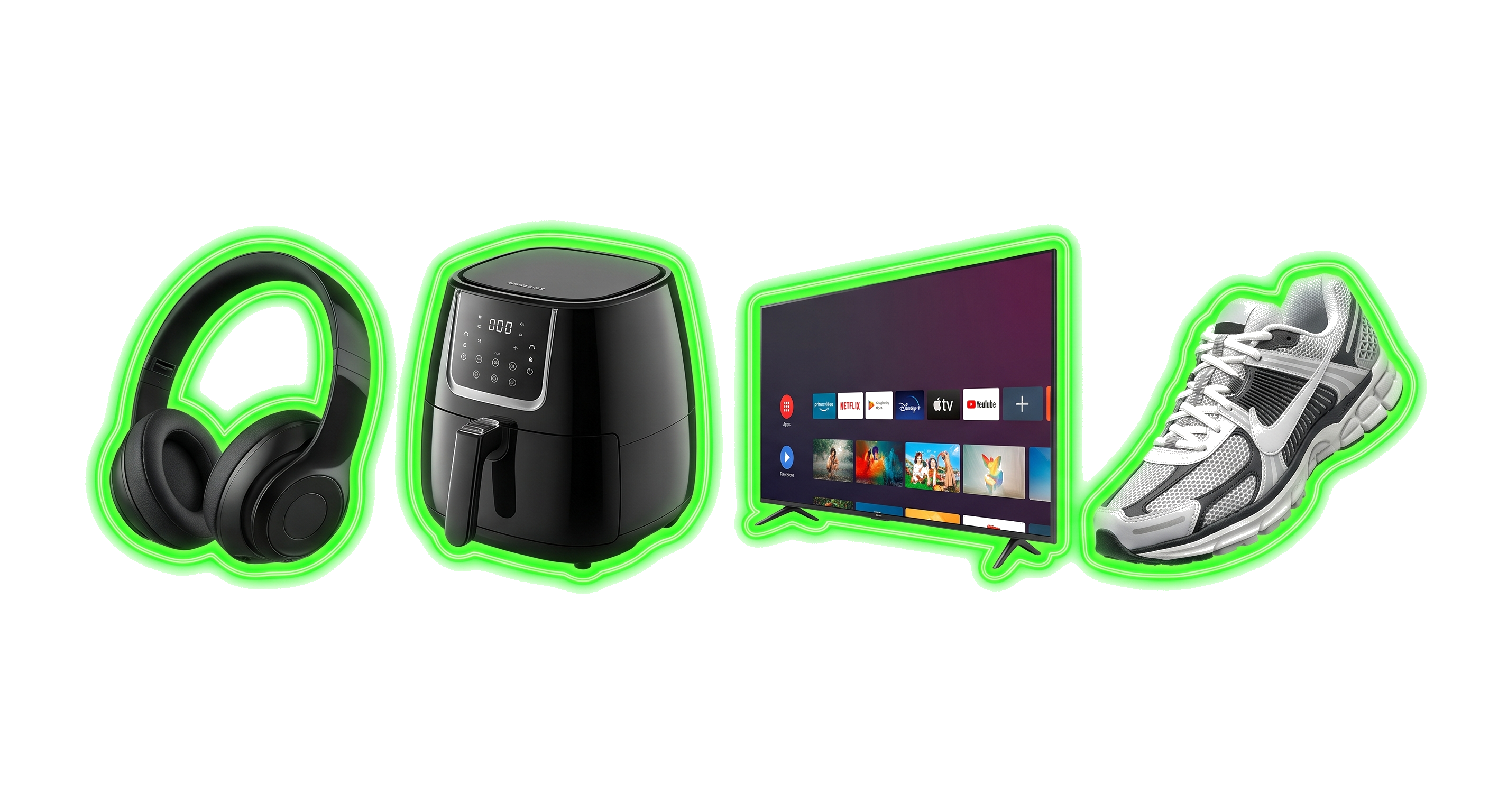 Fone, air fryer, smart TV e tênis com desconto